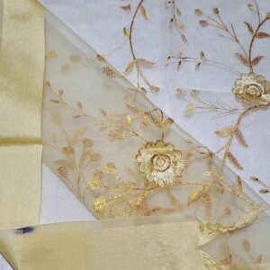 White Premium Banarasi Organza Dupatta – 1