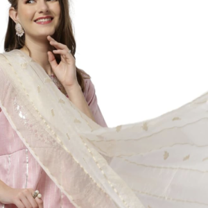 Women’s Organza Off White with Gold Weaving Banarasi Dupatta – 2