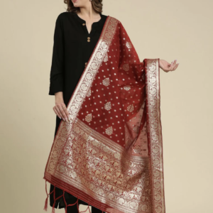 Banarasi Dupatta in Chanderi Blended Silk With Gold Weaving