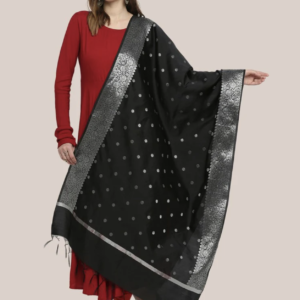 Banarasi Silk Dupatta with Silver Border