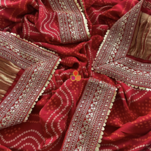 Bridal Red Kareena Royale Bandhani Silk Dupatta