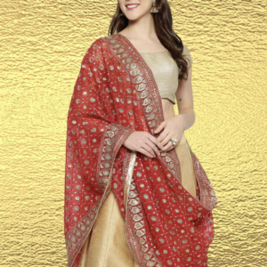 Heavily Embroidered Net Bridal Dupatta