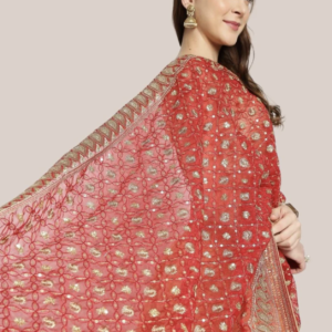 Heavily Embroidered Net Bridal Dupatta