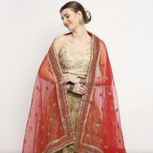 Bridal Ethnic Net Dupatta with Beads and Stones