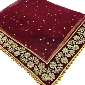 Womens Bridal Net Dupatta with Embroidery Border