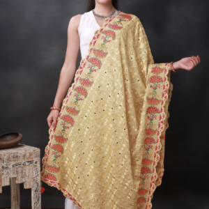 Phulkari Punjabi Dupatta with Peacock Embroidery