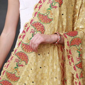 Phulkari Punjabi Dupatta with Peacock Embroidery