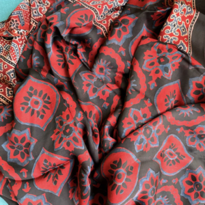 Ajrakh Block Printed Silk Dupatta