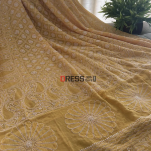 Lucknowi Chikankari Yellow Dupatta