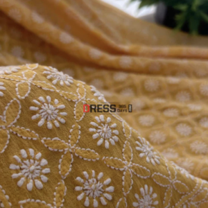 Lucknowi Chikankari Yellow Dupatta