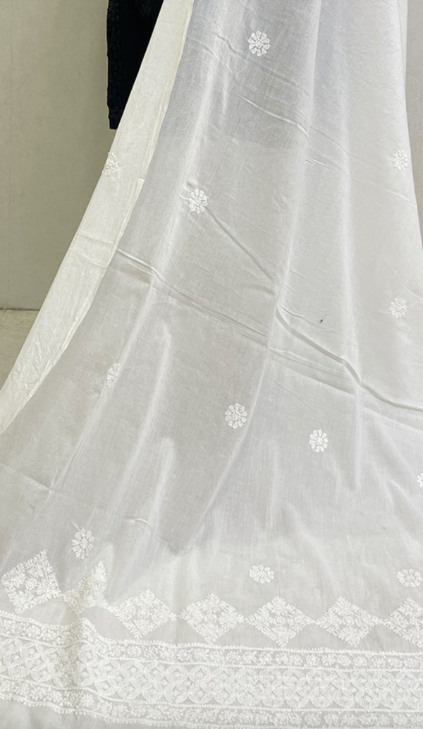 Women's Lucknowi Cotton Chikankari Handcrafted Dupatta - Image 3