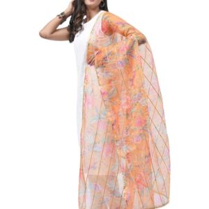 Pink Organza Digital Floral Print Dupatta