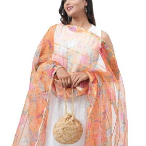 Pink Organza Digital Floral Print Dupatta