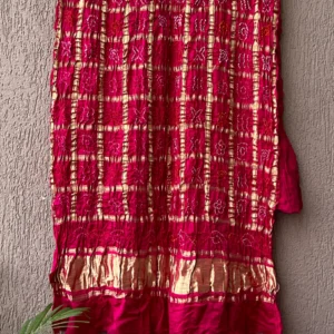 Bandhej Gujarati Gharchola Pure Gajji Silk Dupatta with Mirror Work