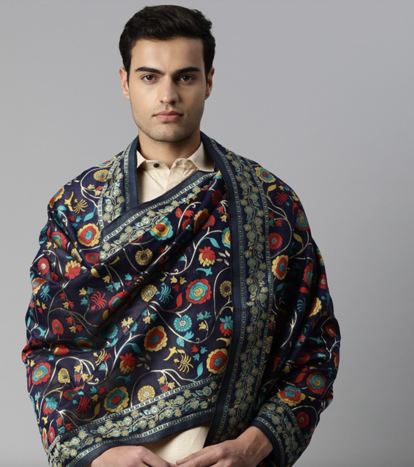 Men Woven Printed Design Silk Zari Dupatta