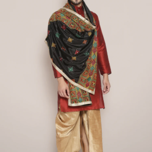 Men’s Gold and Black Phulkari Chinnon Dupatta