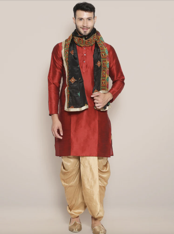 Men's Gold and Black Phulkari Chinnon Dupatta - Image 4