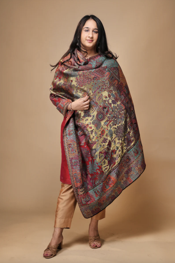 Zari Woven Marwadi Printed Shawl - Image 5