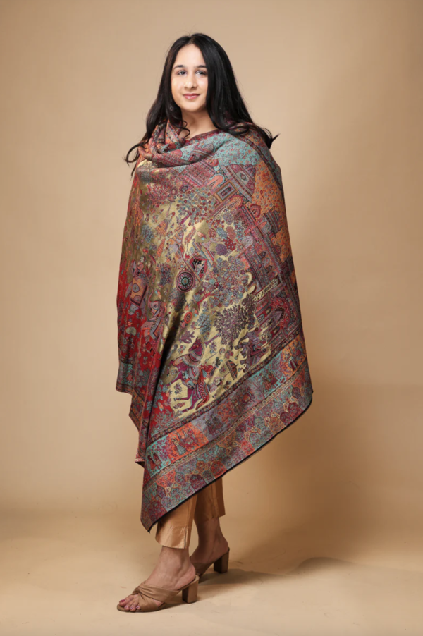 Zari Woven Marwadi Printed Shawl - Image 4
