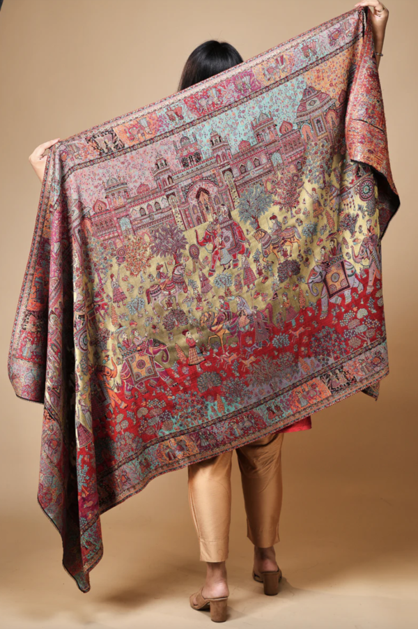 Zari Woven Marwadi Printed Shawl - Image 3