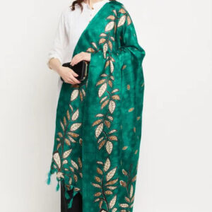 Digital Teal Green Printed Art Silk Dupatta